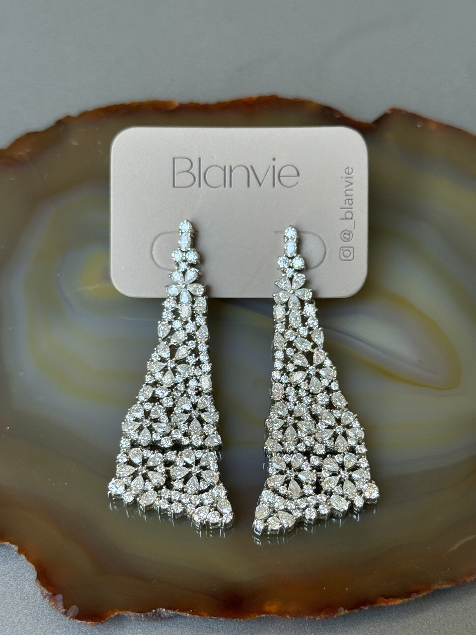 Brinco Cascata Floral Moissanite