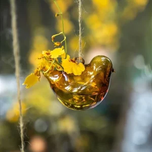 Vaso Pássaro em Vidro Âmbar Pequeno
