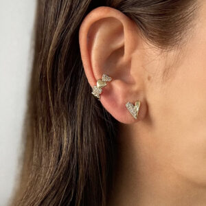 Brinco Coração - Cravejado Gold