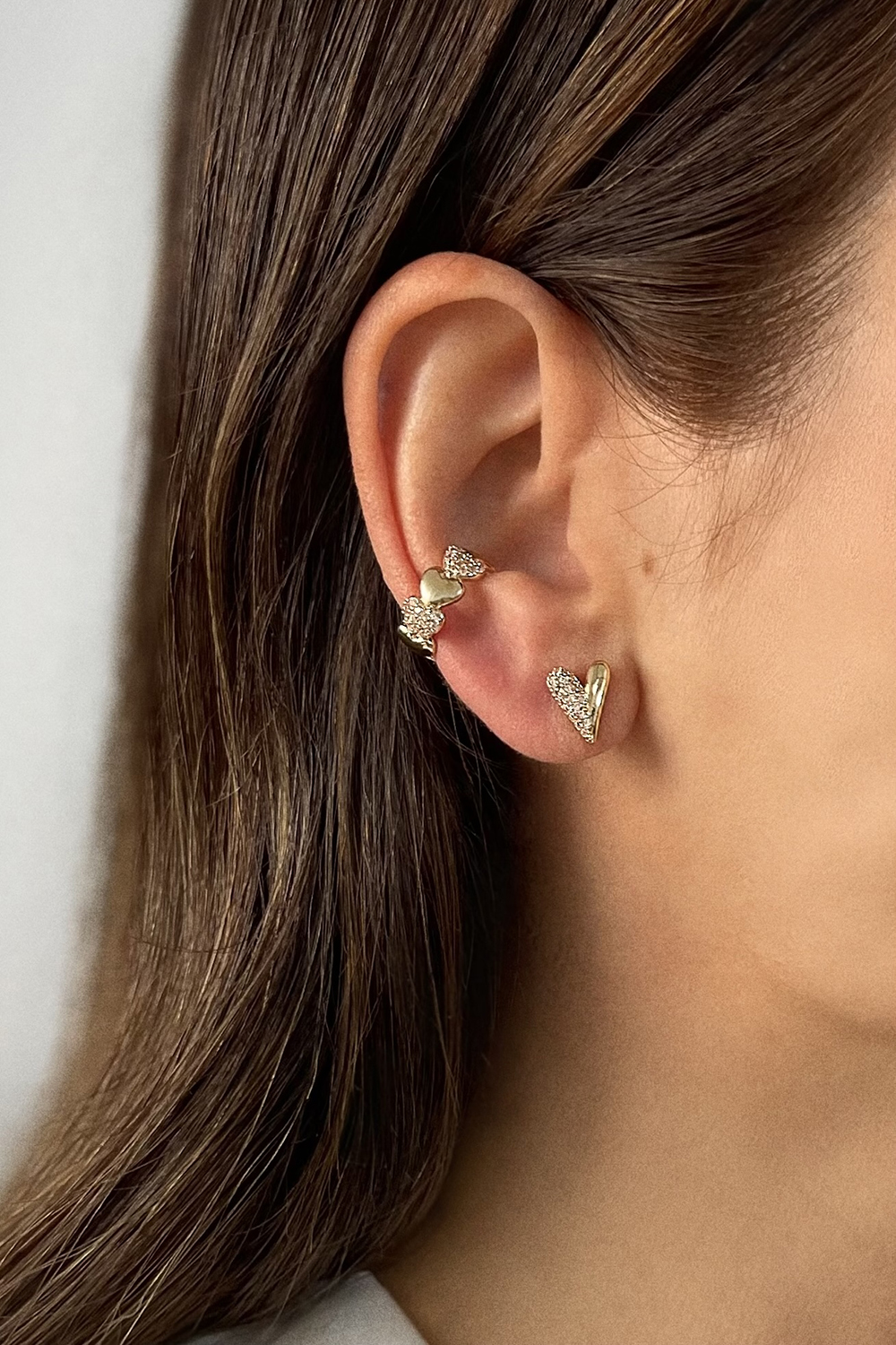 Brinco Coração - Cravejado Gold
