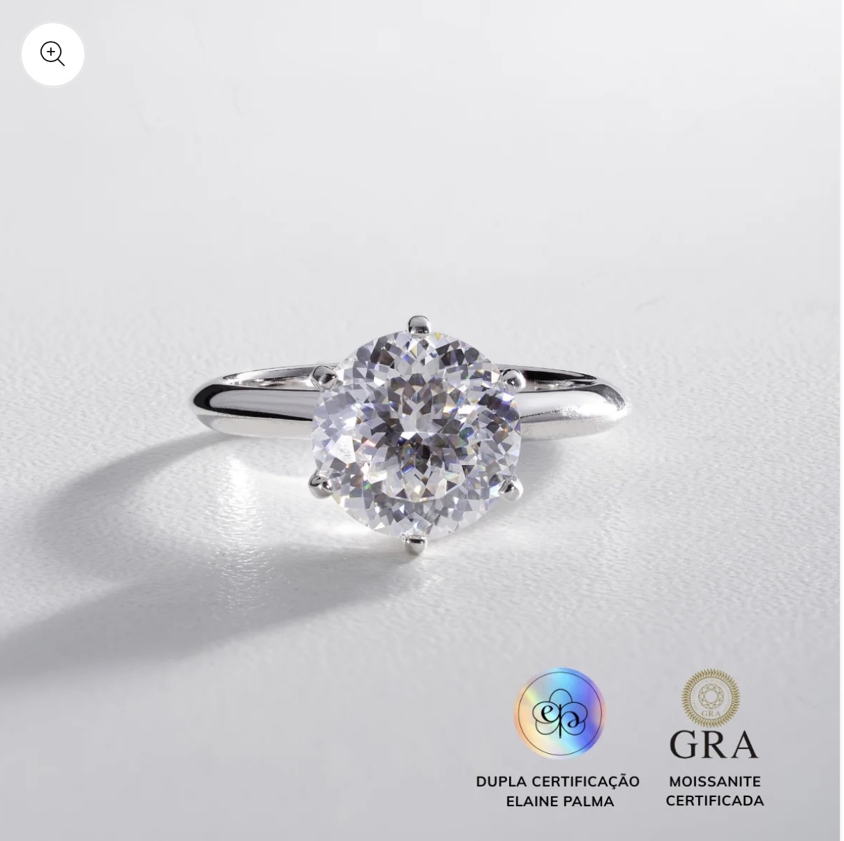 Anel Solitário Moissanite